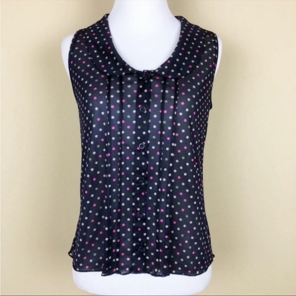 Julie's Closet Polka Dot Pleated Sleeveless Blouse - Size XS